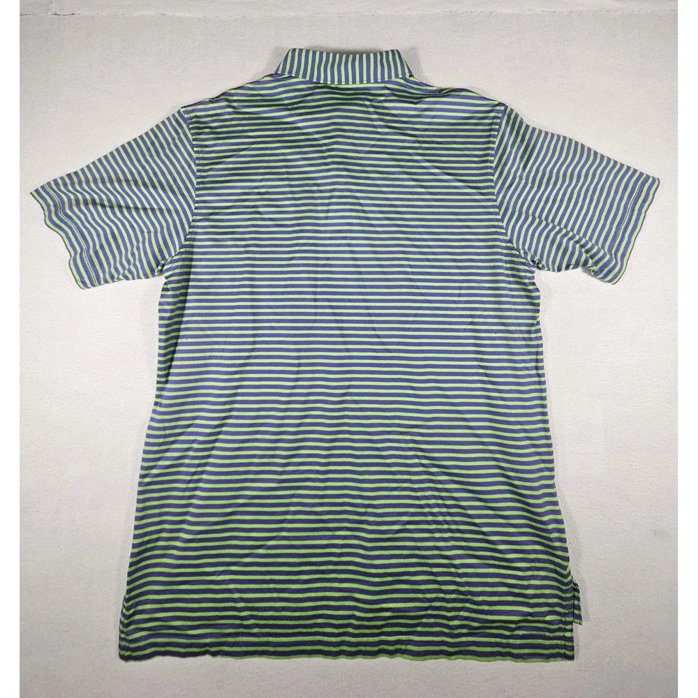 Peter Millar Men M 2015 US Open Chambers Bay Polo Shirt Purple Lime Green Stripe